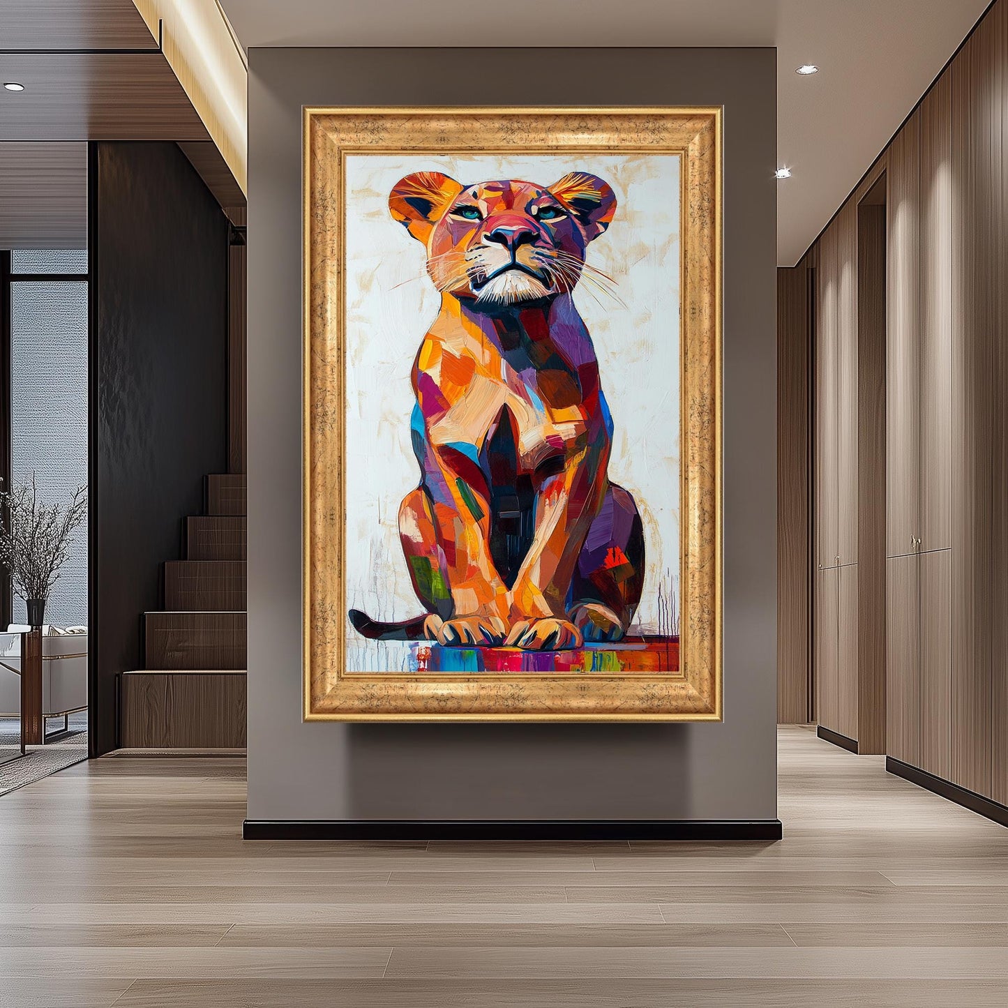 Pop Art Lioness Canvas Print: Abstract Safari Animal Wall Art