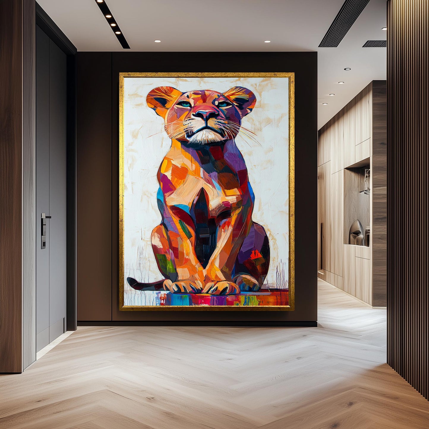 Pop Art Lioness Canvas Print: Abstract Safari Animal Wall Art
