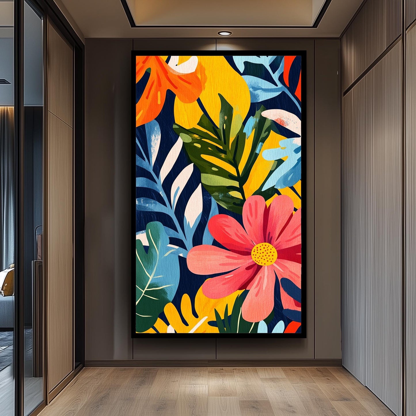 Tropical Floral Canvas Art: Retro Henri Style, Boho Decor
