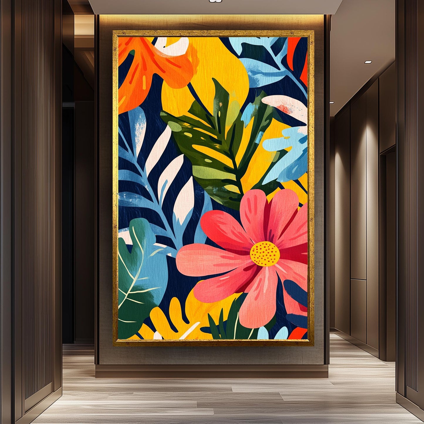 Tropical Floral Canvas Art: Retro Henri Style, Boho Decor