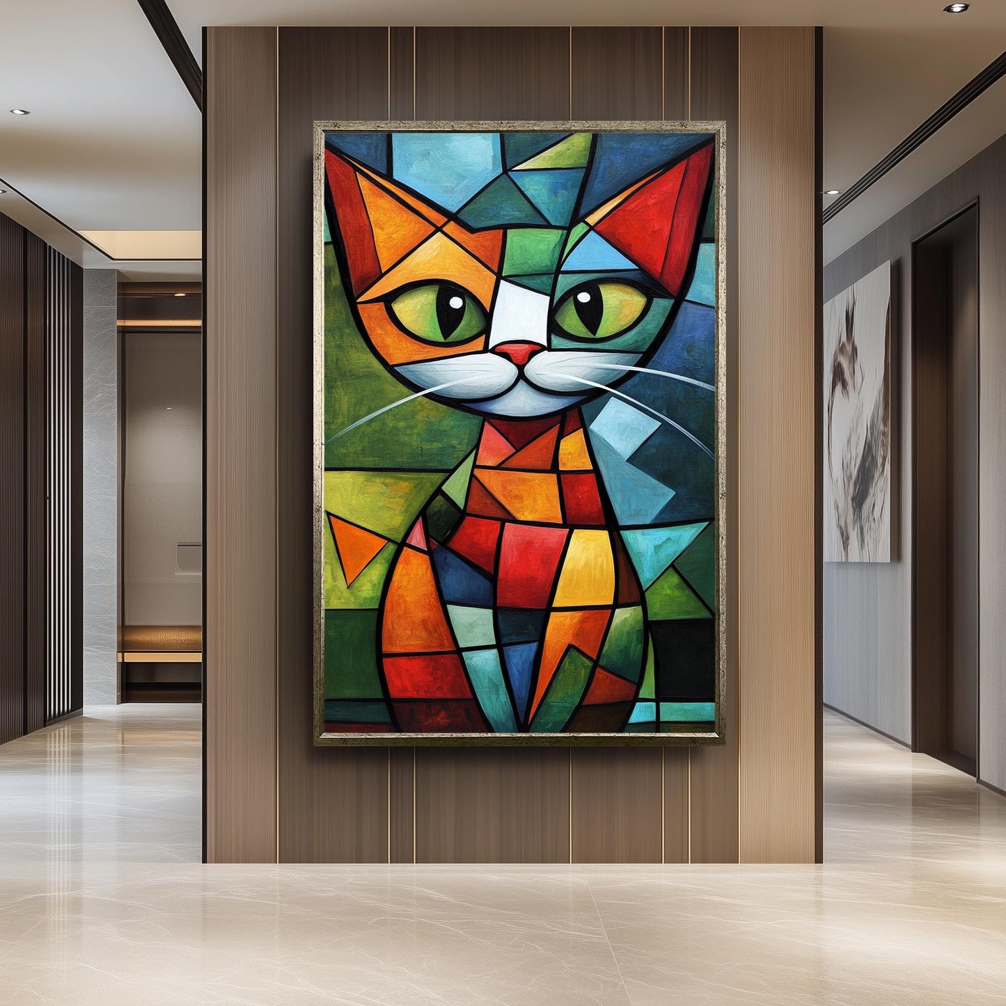 Cubist Cat Art Print: Picasso-Inspired Geometric Shapes