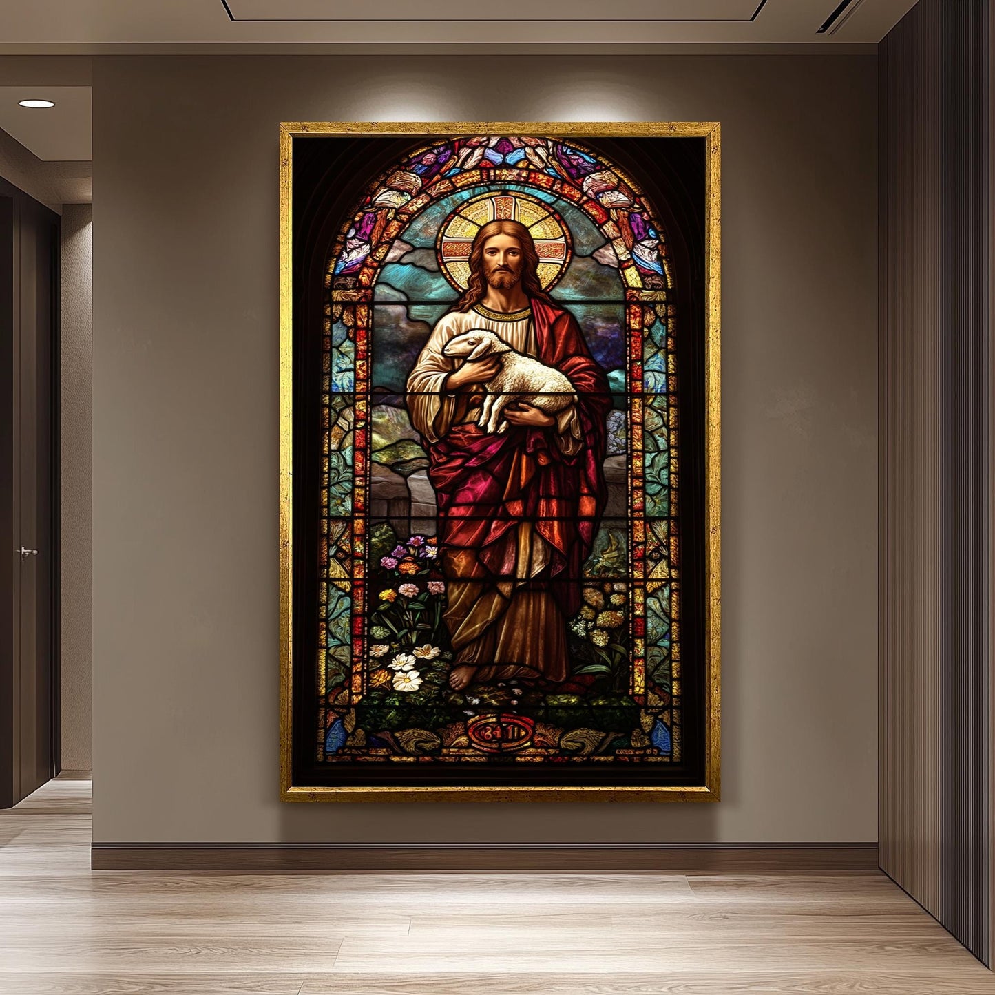 Jesus Christ Good Shepherd Stained Glass Art Print: Religious Christian Decor