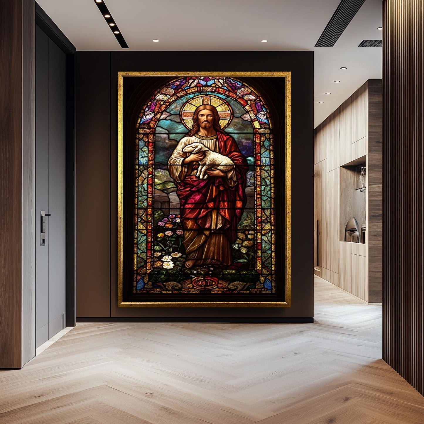 Jesus Christ Good Shepherd Stained Glass Art Print: Religious Christian Decor