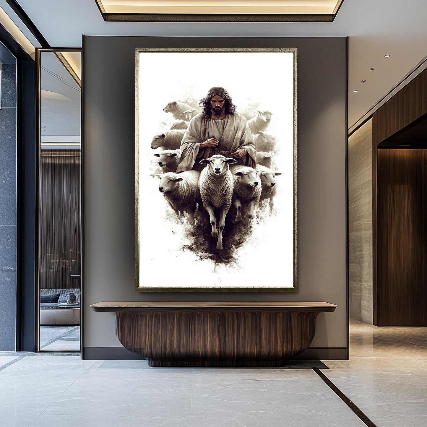 Jesus Christ Good Shepherd Art Print: Modern Christian Illustration