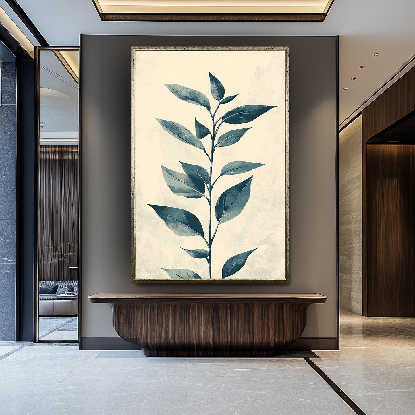 Botanical Leaf Canvas Art: Hand-Drawn Vintage Greenery Print