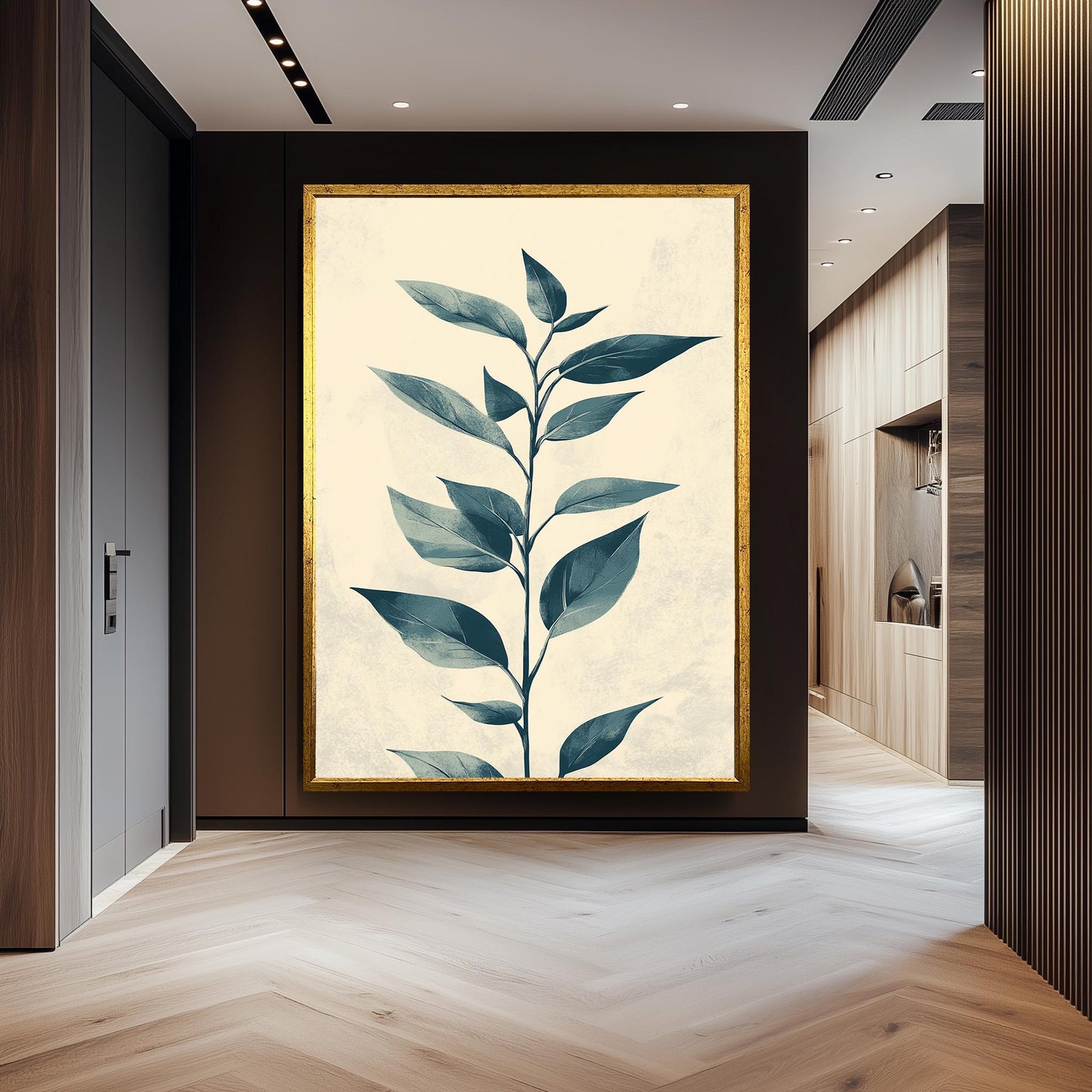 Botanical Leaf Canvas Art: Hand-Drawn Vintage Greenery Print