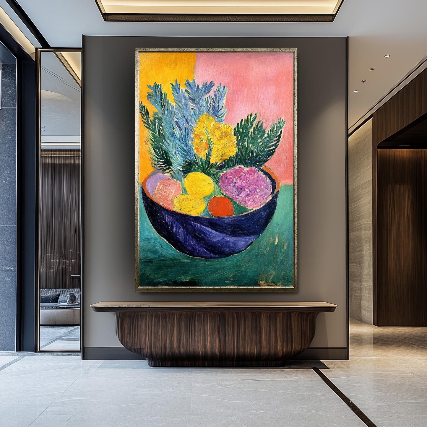 Matisse Inspired Fruit Still Life: Bold Expressionist Kitchen Art