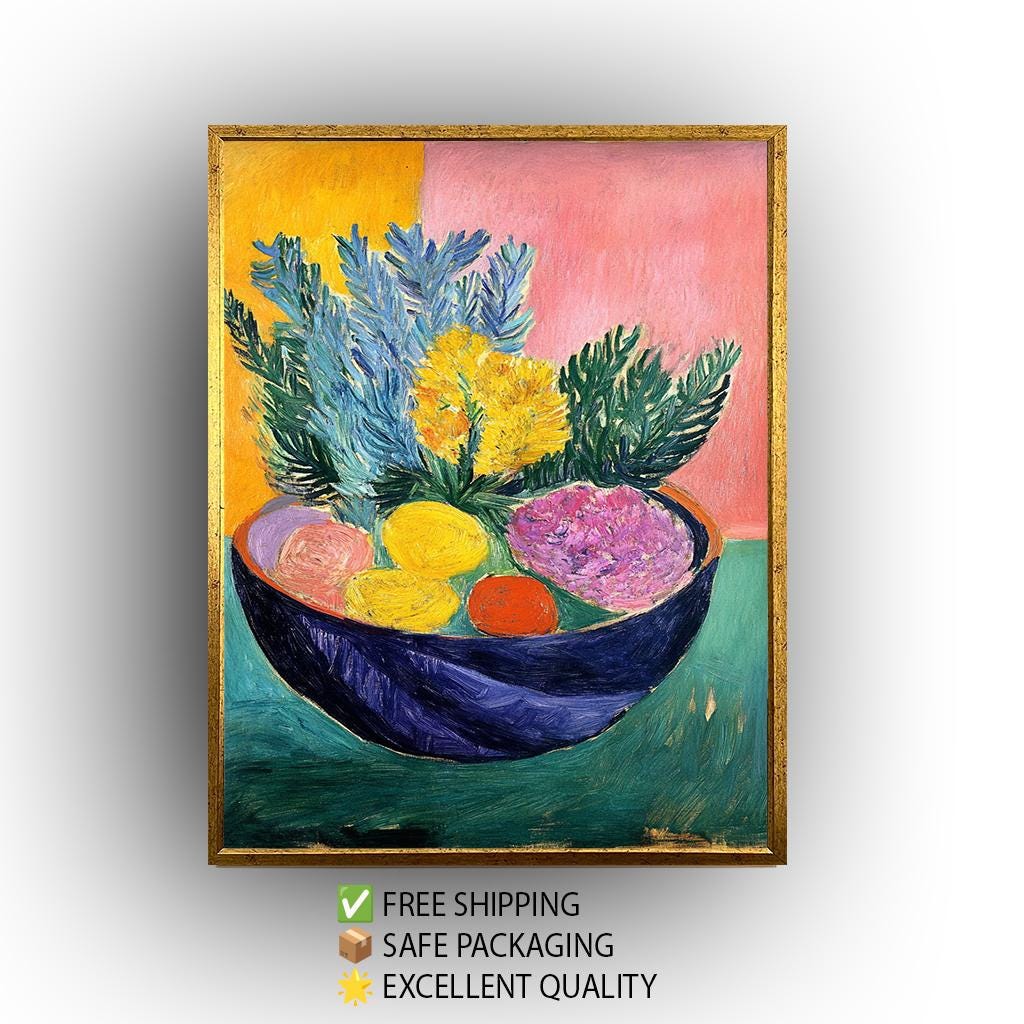 Matisse Inspired Fruit Still Life: Bold Expressionist Kitchen Art