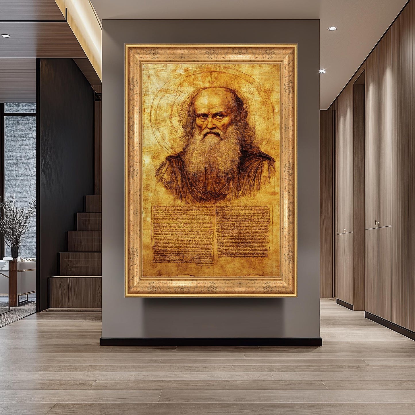 Da Vinci Portrait Art Print: Renaissance Manuscript Design