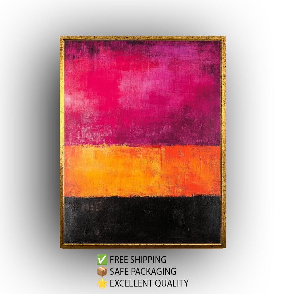Rothko Style Abstract Canvas Print: Pink, Orange & Black Color Field