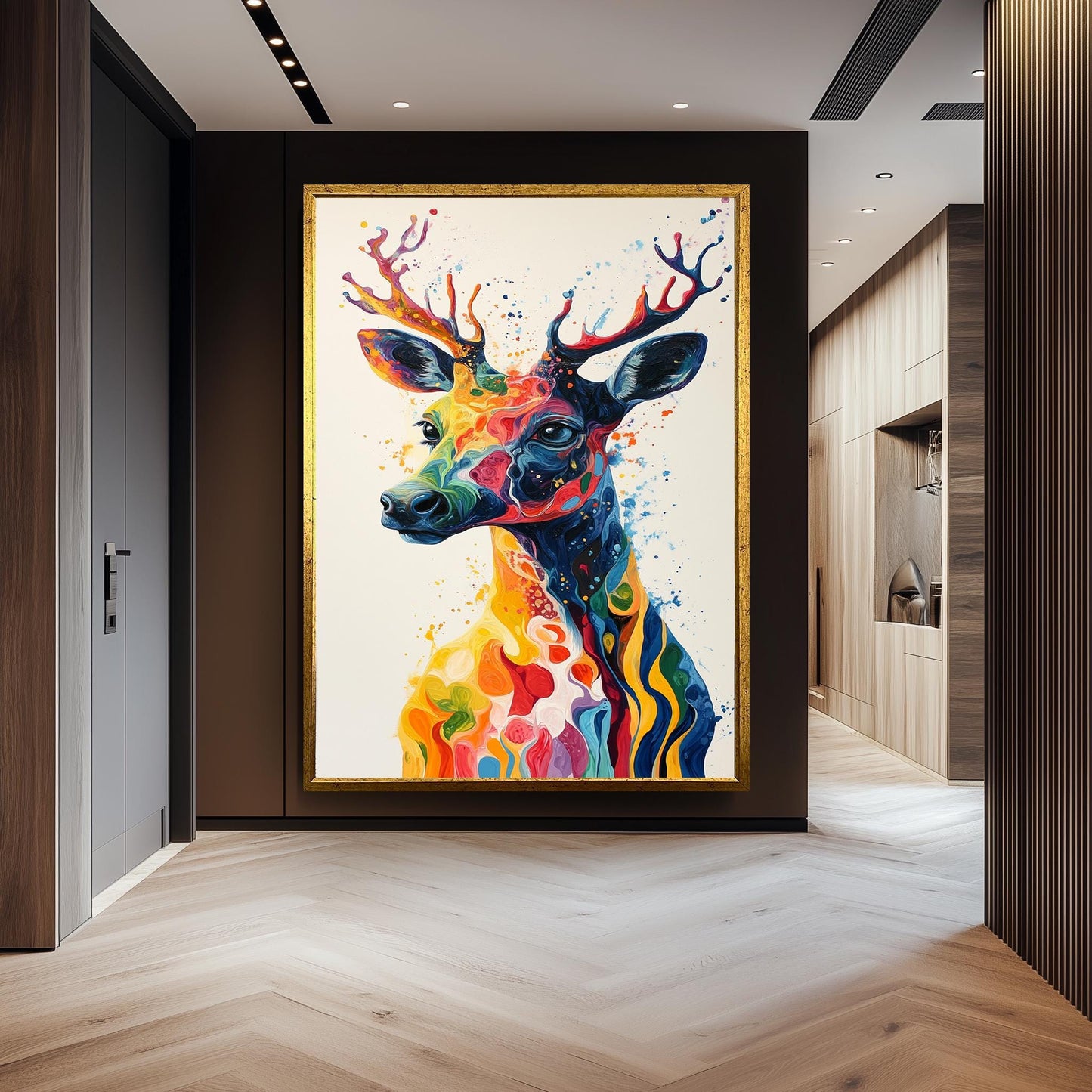 Colorful Surreal Deer Canvas Print: Abstract Wildlife Art