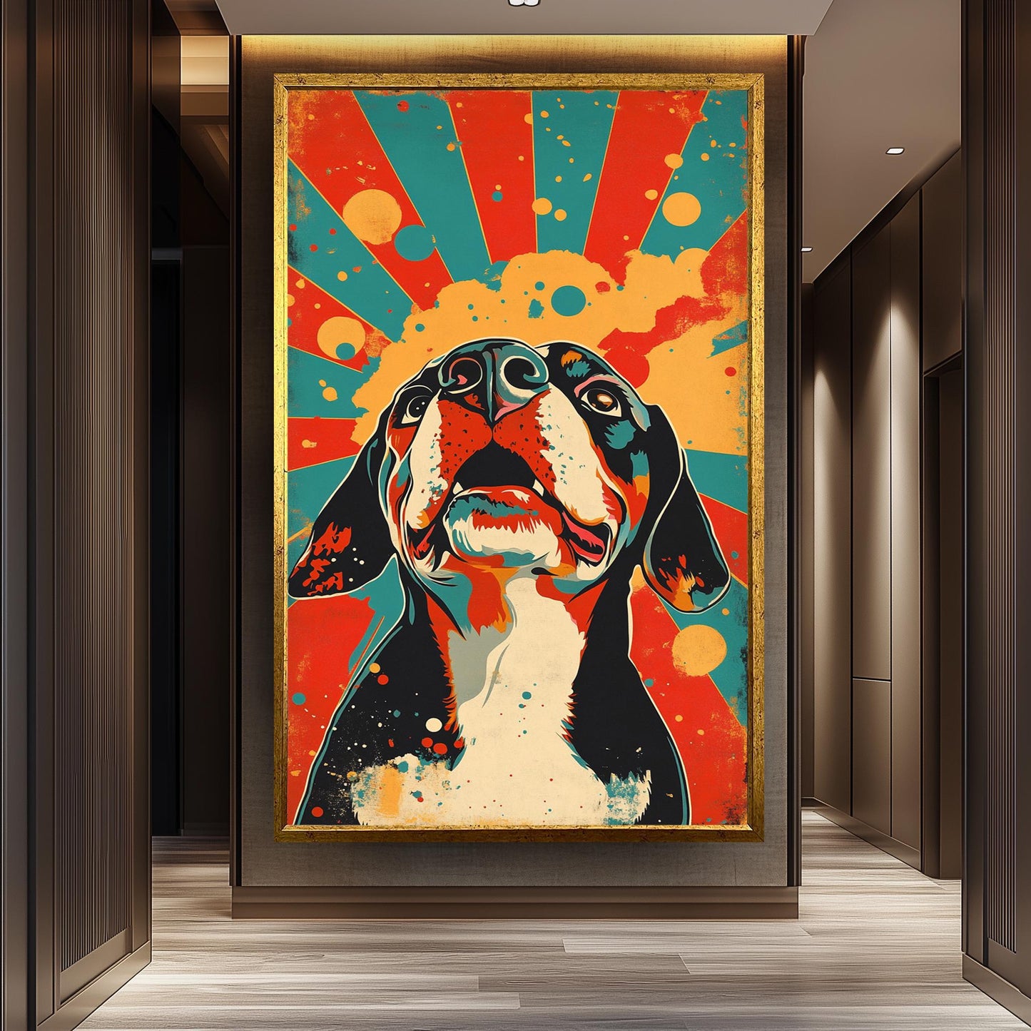 Retro Pop Art Beagle Canvas Print: Vibrant Dog Wall Decor