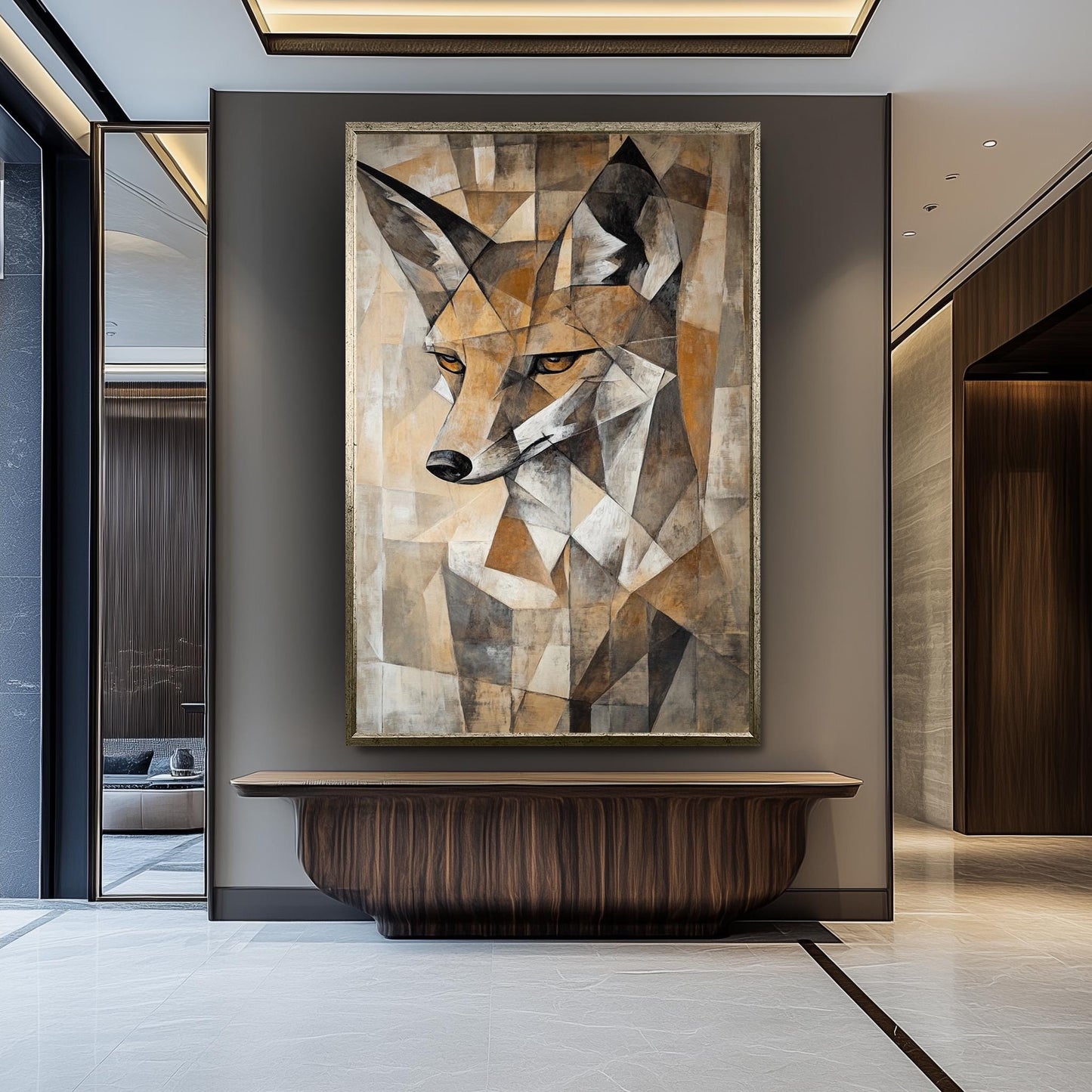 Cubist Fox Art Print: Abstract Geometric Animal Painting