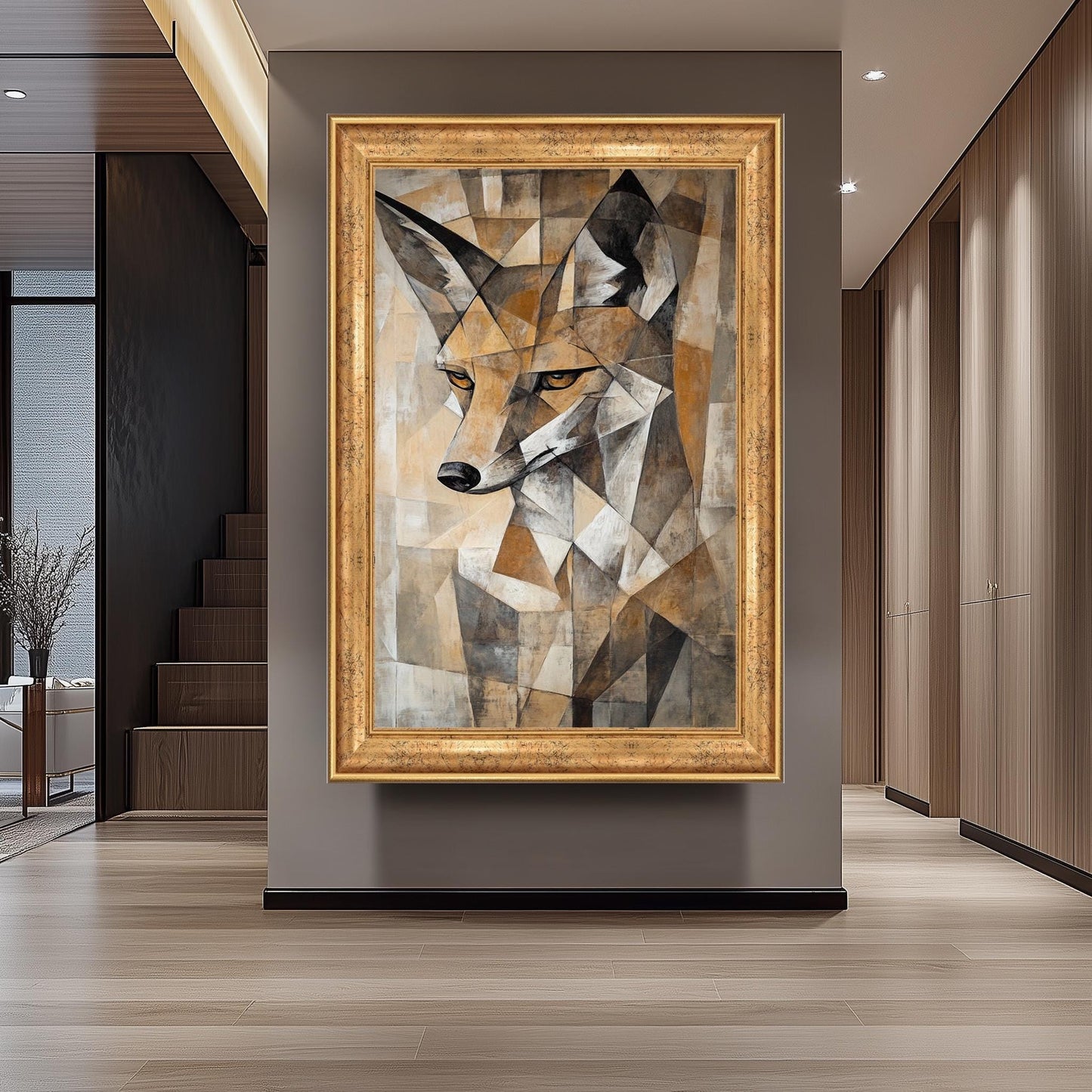 Cubist Fox Art Print: Abstract Geometric Animal Painting