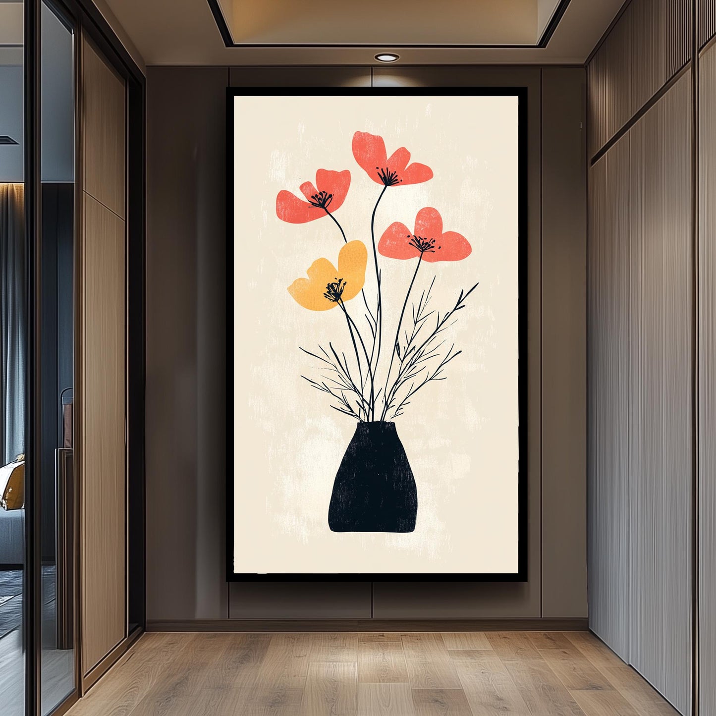 Matisse Inspired Floral Print: Abstract Flower Vase Art