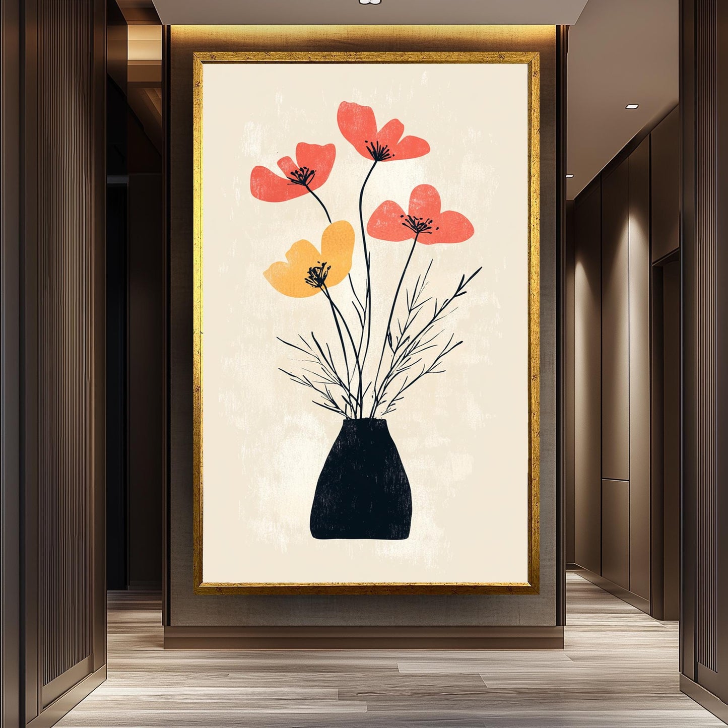 Matisse Inspired Floral Print: Abstract Flower Vase Art