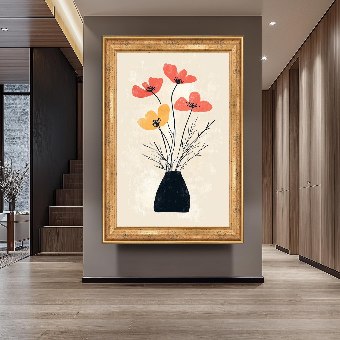 Matisse Inspired Floral Print: Abstract Flower Vase Art