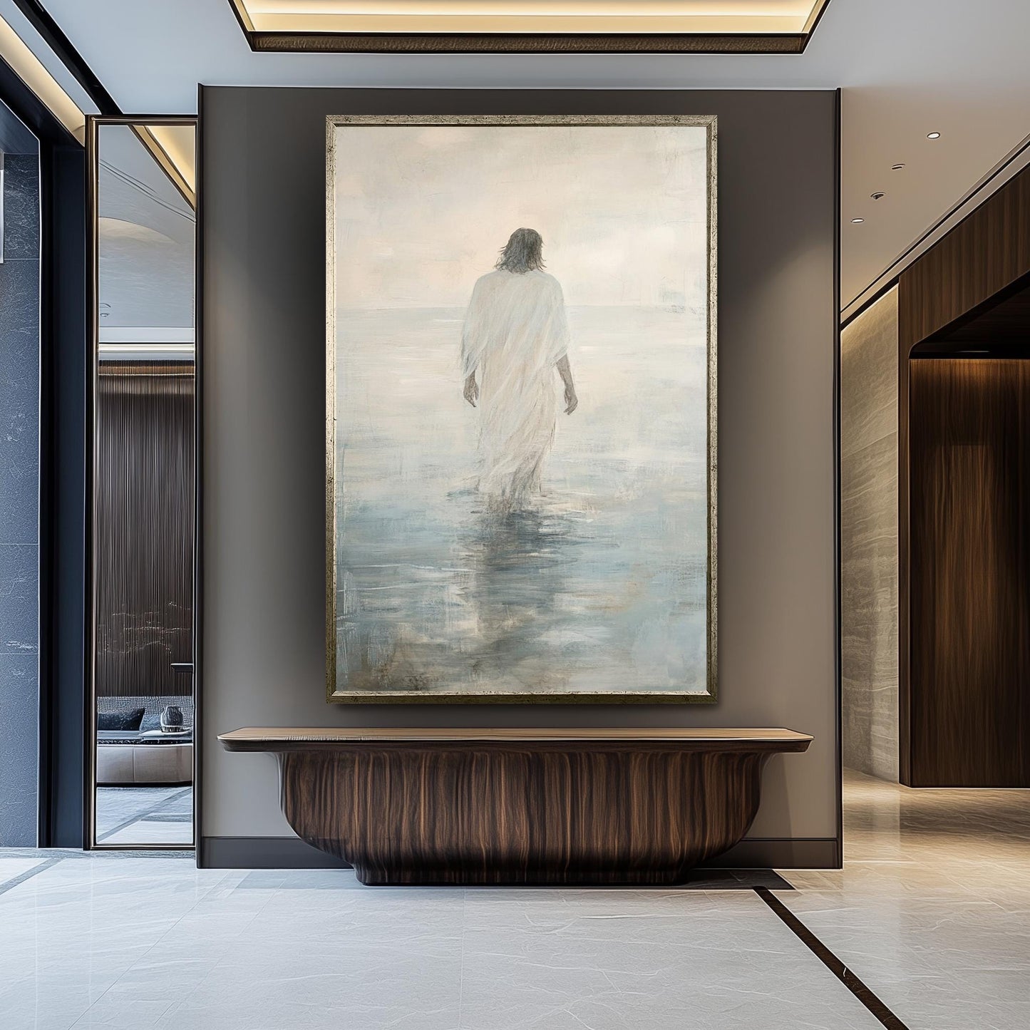 Impressionist Jesus Walking on Water Canvas Print: Spiritual Home Decor