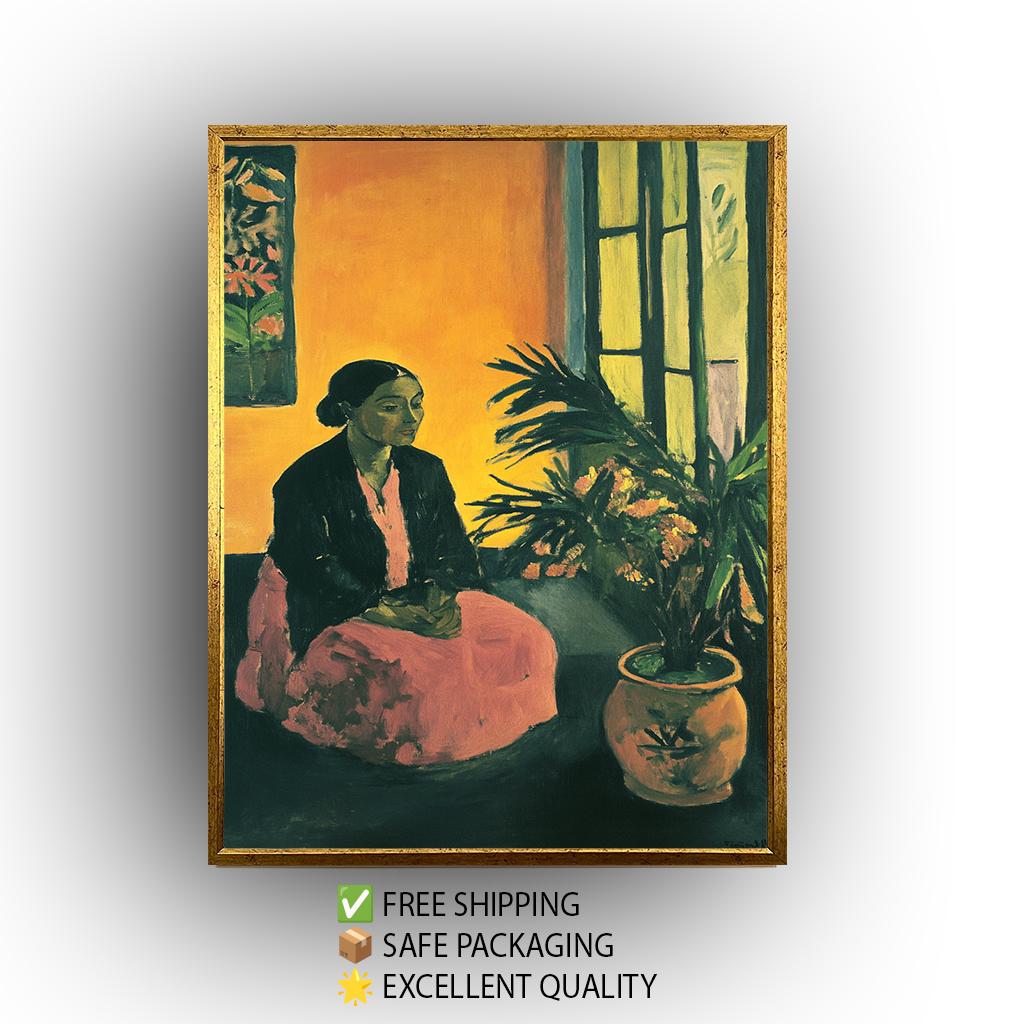 Matisse Style Woman Portrait Print: Vintage Interior Wall Art