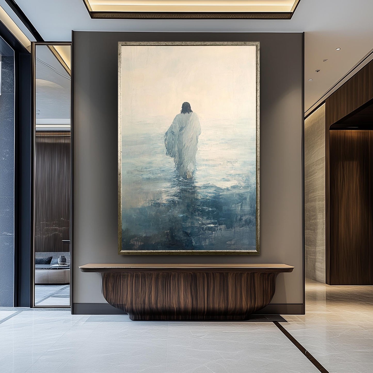 Jesus Walking on Water Print: Abstract Impressionist Christian Wall Art