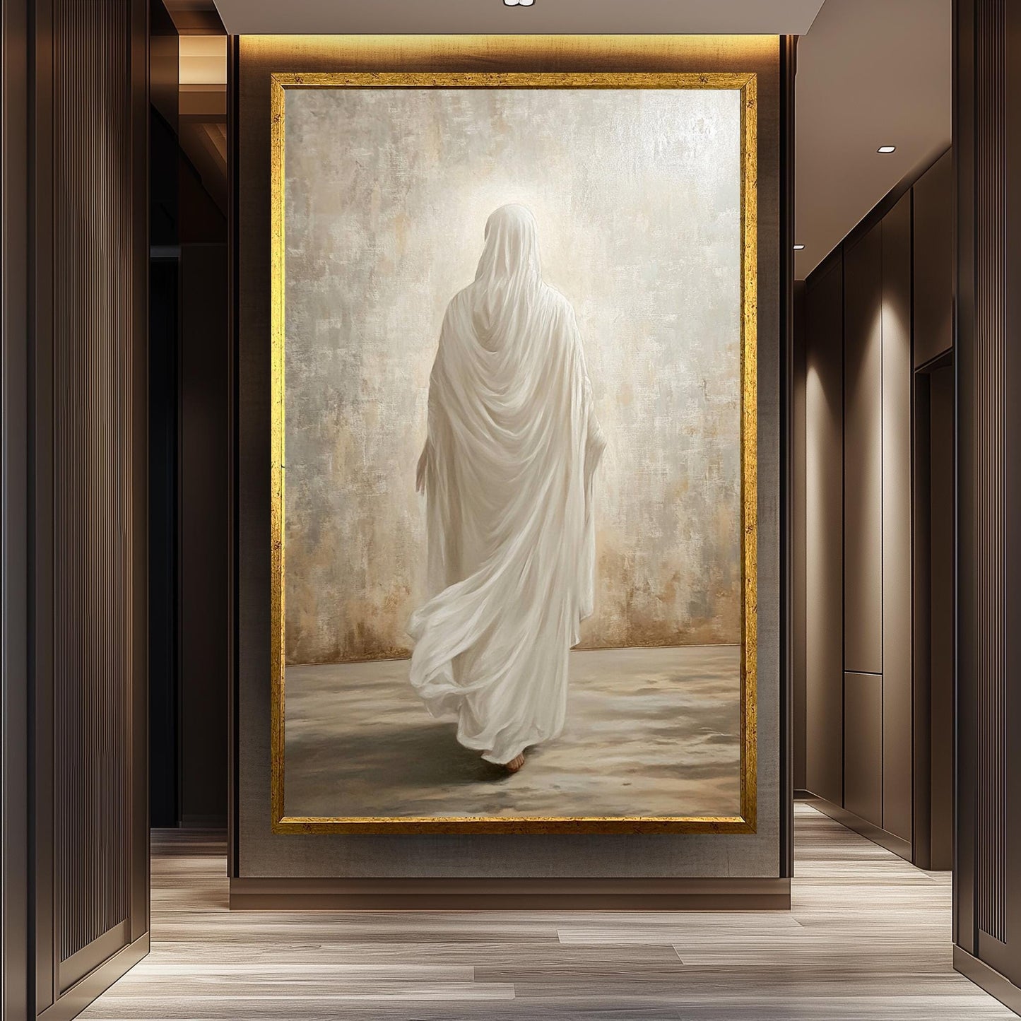 Jesus Walking in White Robe Canvas Print - Minimalist Christian Wall Art