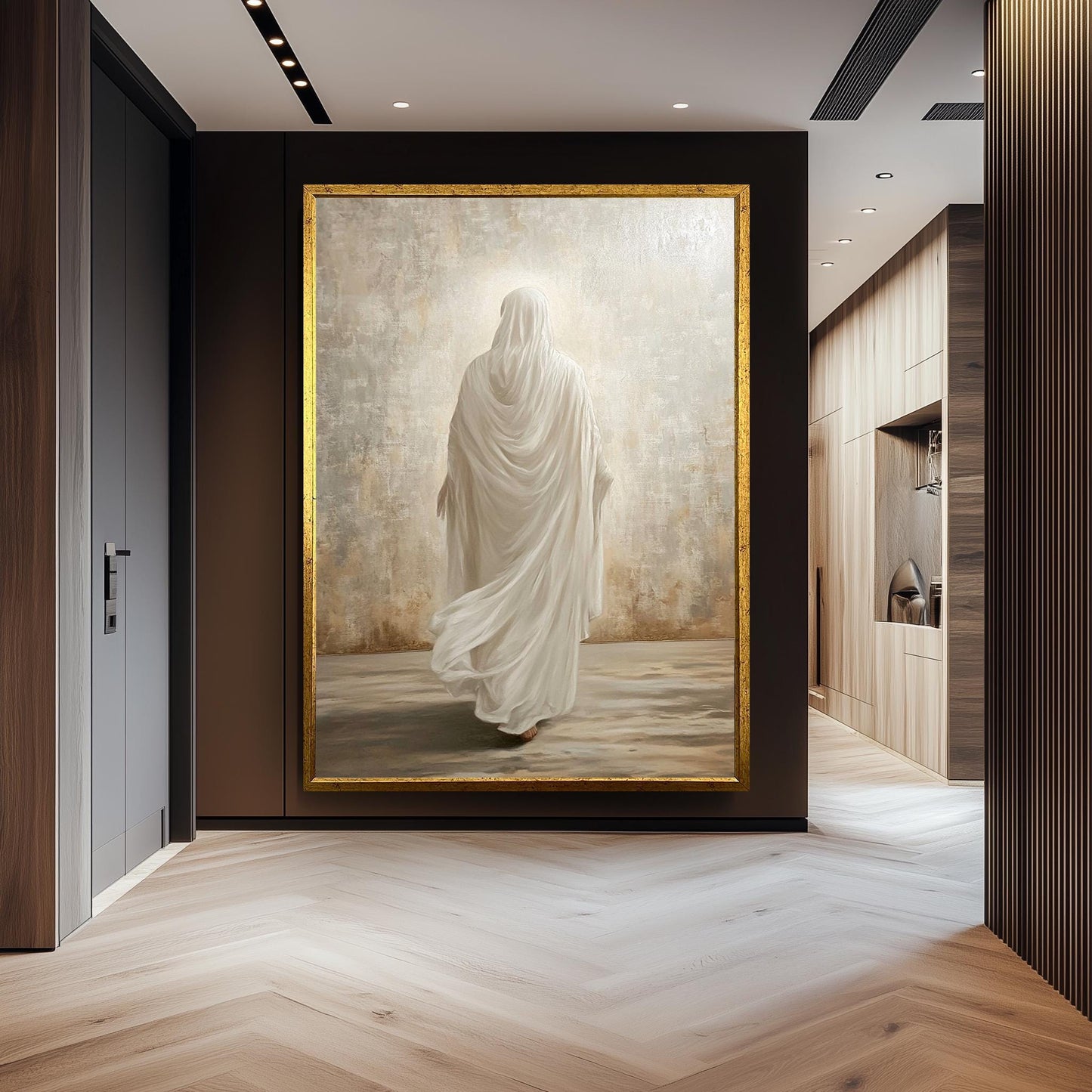 Jesus Walking in White Robe Canvas Print - Minimalist Christian Wall Art