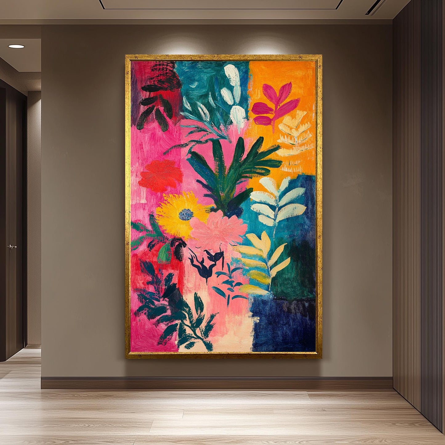 Matisse Style Floral Canvas Art: Colorful Abstract Botanical Painting
