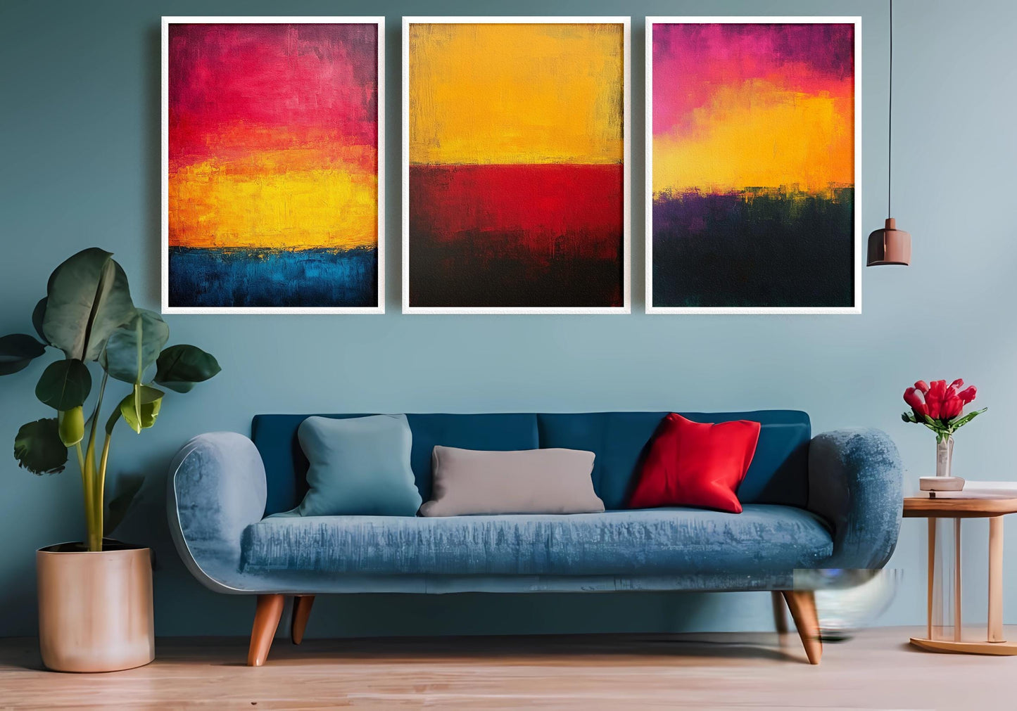 Abstract Color Block Canvas Print Set: Modern Expressionist Wall Art