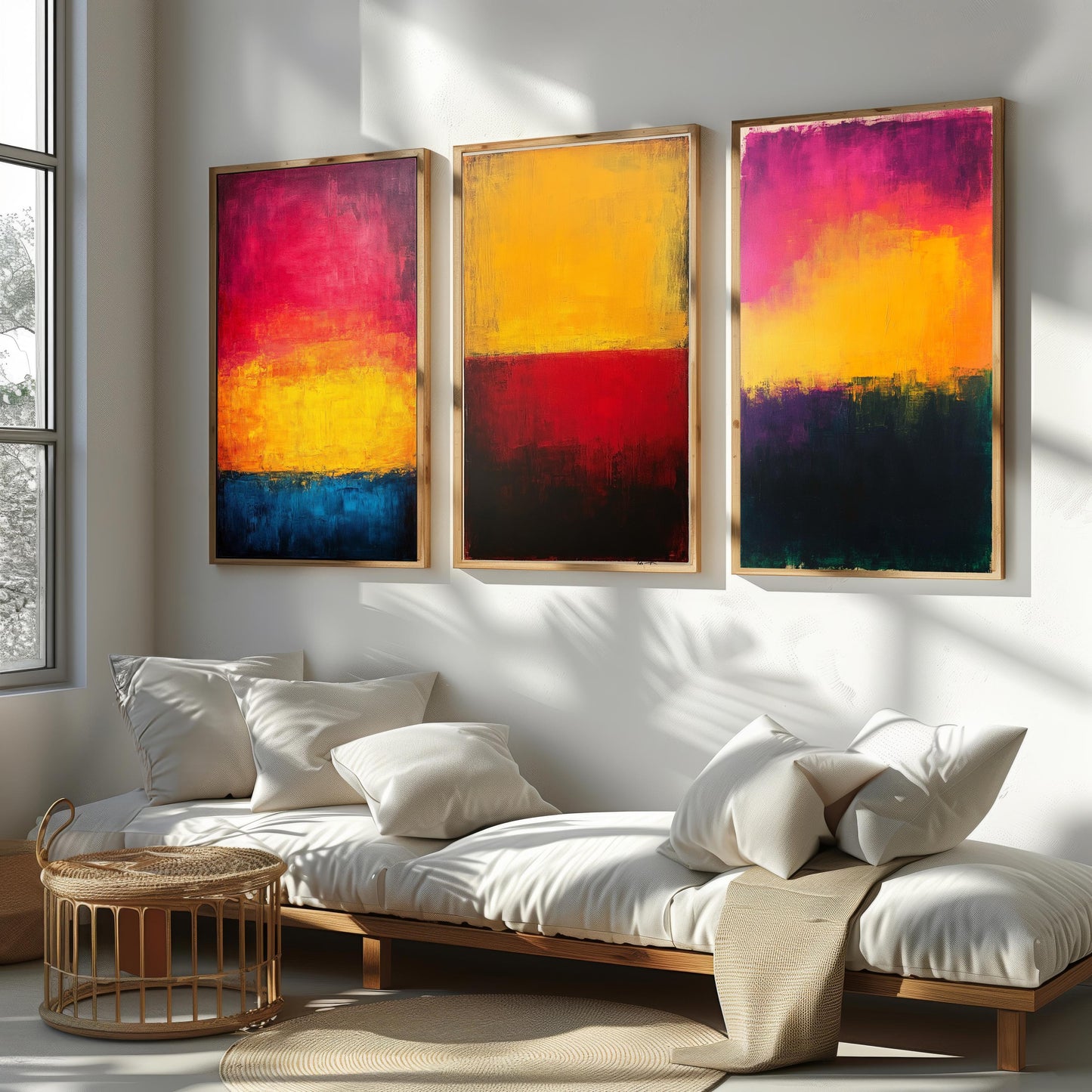 Abstract Color Block Canvas Print Set: Modern Expressionist Wall Art