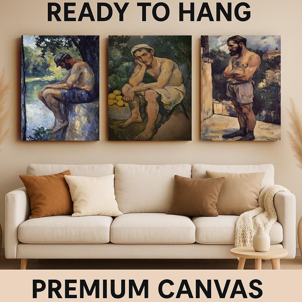 Post Impressionist Male Portrait Art Set: Vintage Figurative Canvas Prints