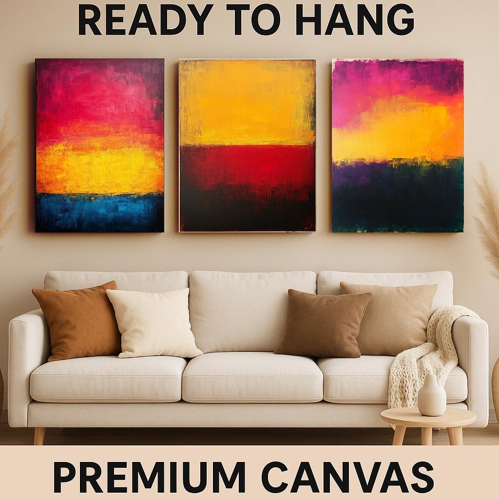 Abstract Color Block Canvas Print Set: Modern Expressionist Wall Art