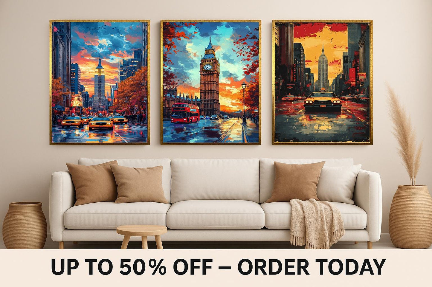 London & New York Canvas Print Set: Big Ben, Empire State Building