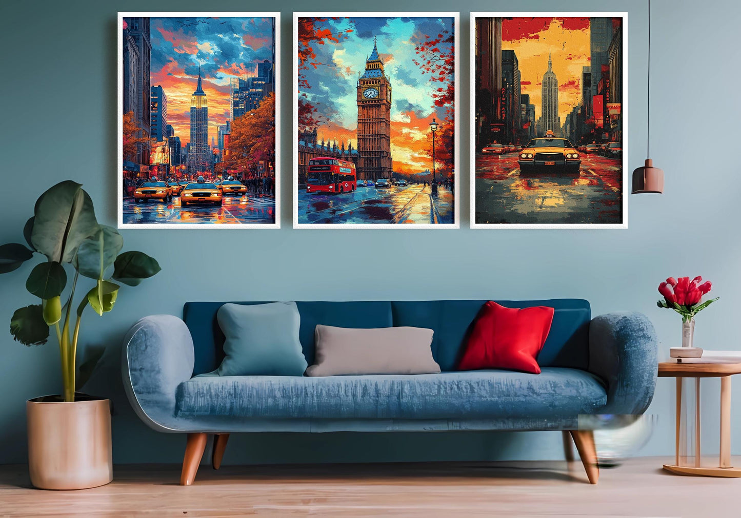 London & New York Canvas Print Set: Big Ben, Empire State Building