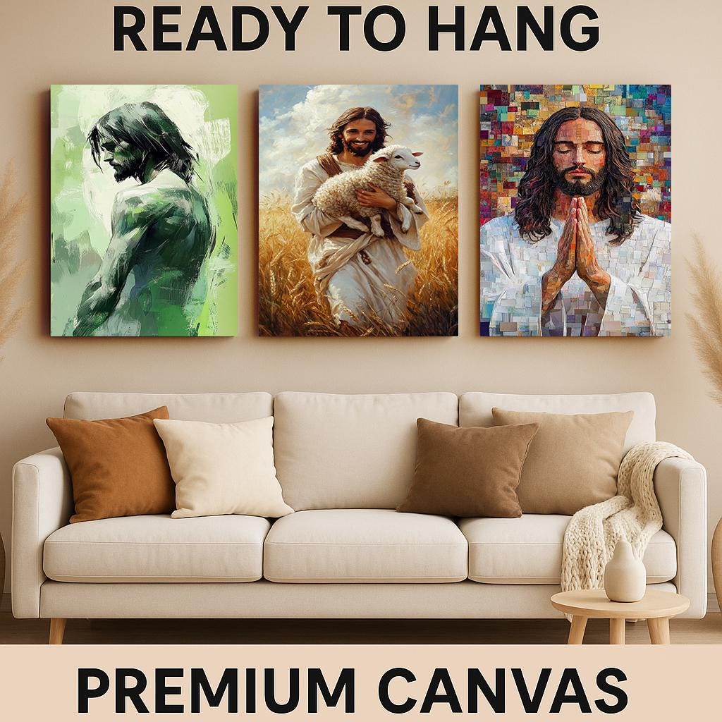 Jesus Christ Canvas Wall Art: Christian Home Decor, Religious Gift