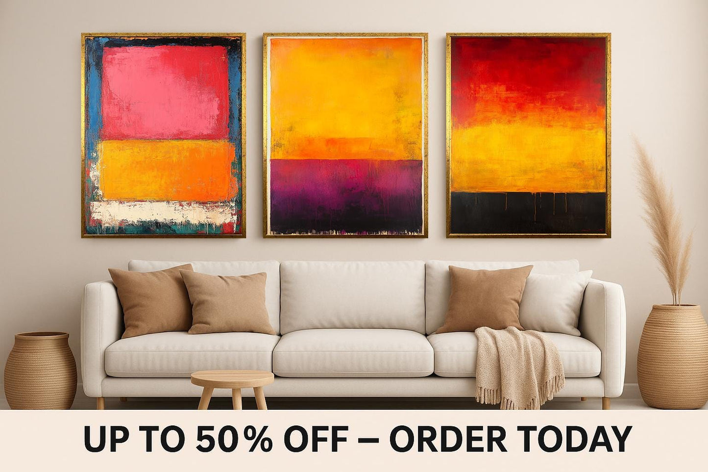 Abstract Color Block Canvas Set: Modern Minimalist Wall Art