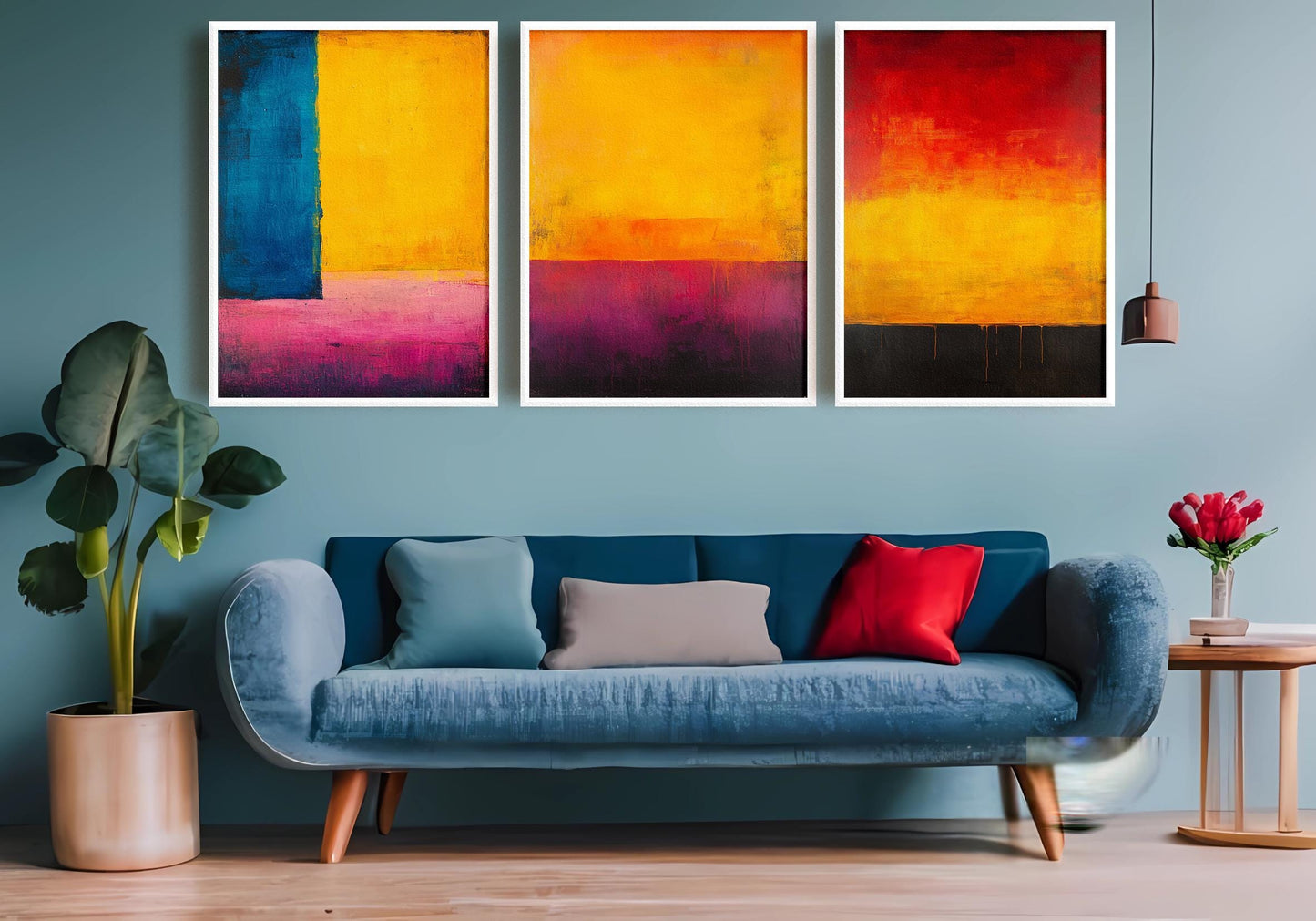 Abstract Color Field Canvas Print Set: Modern Geometric Wall Art