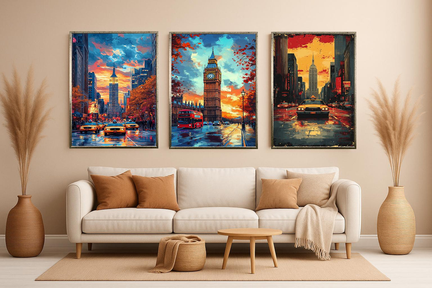 London & New York Canvas Print Set: Big Ben, Empire State Building