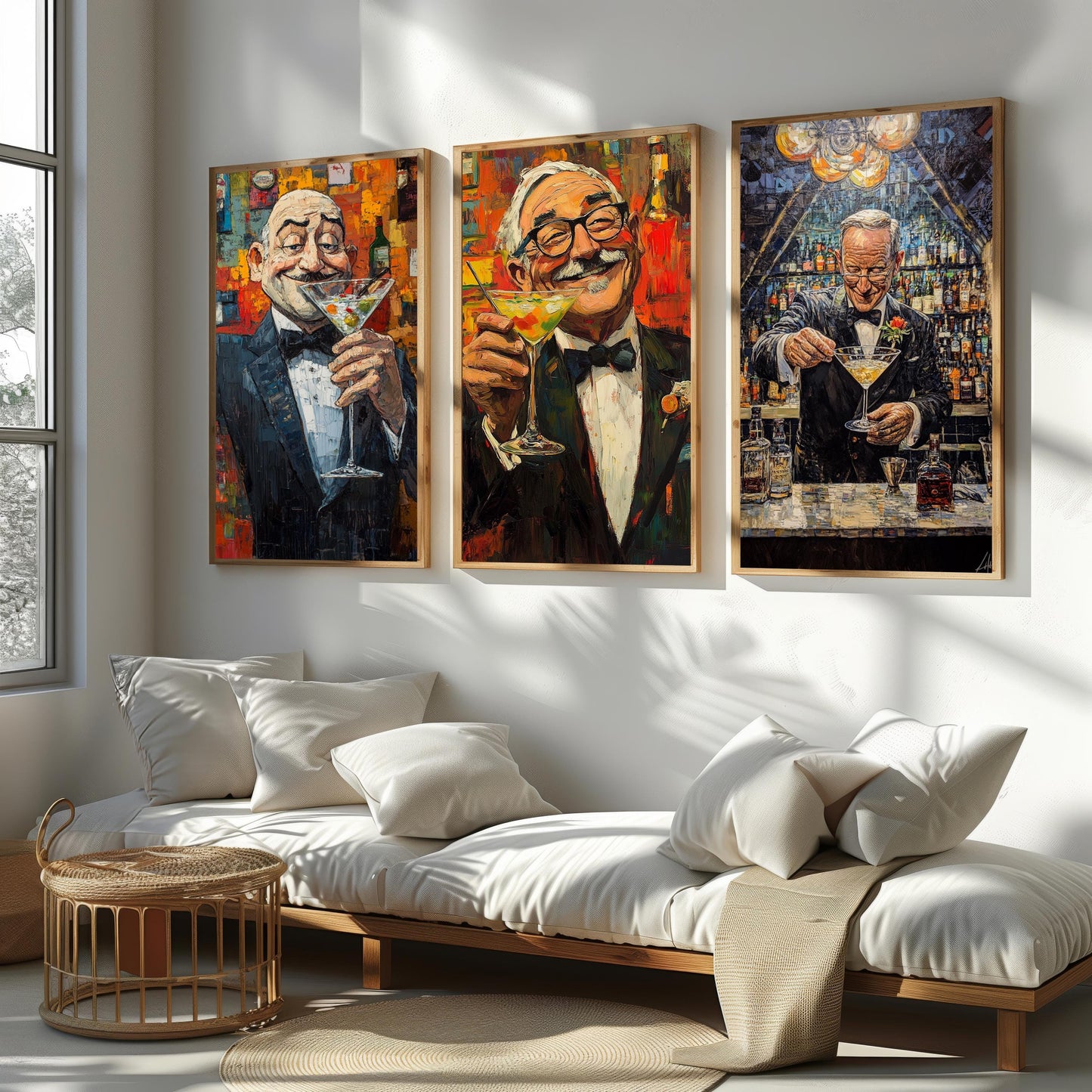 Gentleman Martini Art Print Set: Elegant Bar Lounge Decor