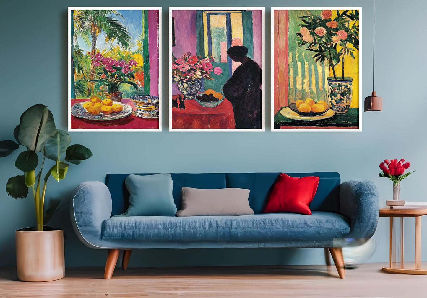 Vibrant Still Life Print Set: Tropical Flower & Fruit Art