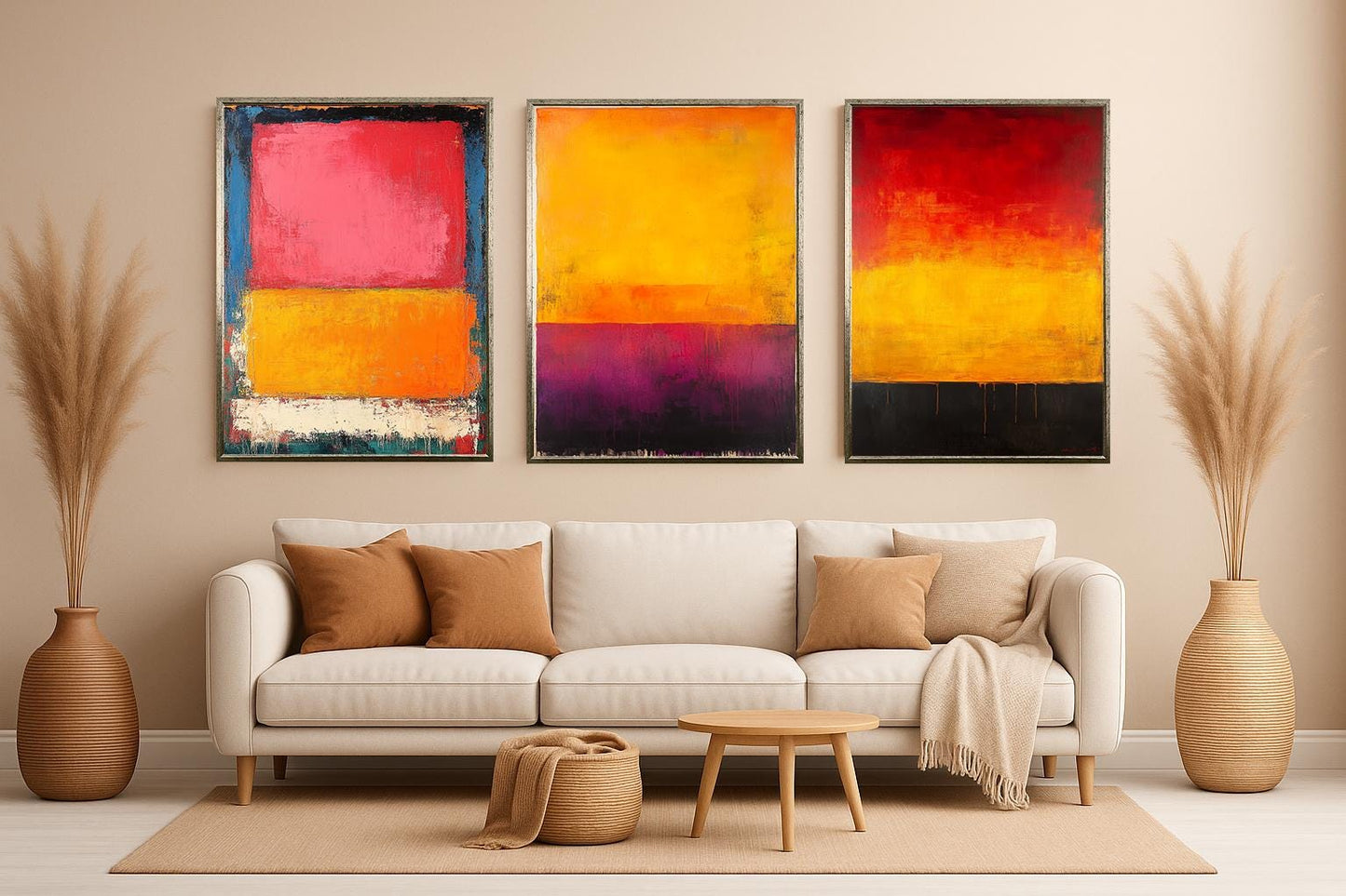 Abstract Color Block Canvas Set: Modern Minimalist Wall Art