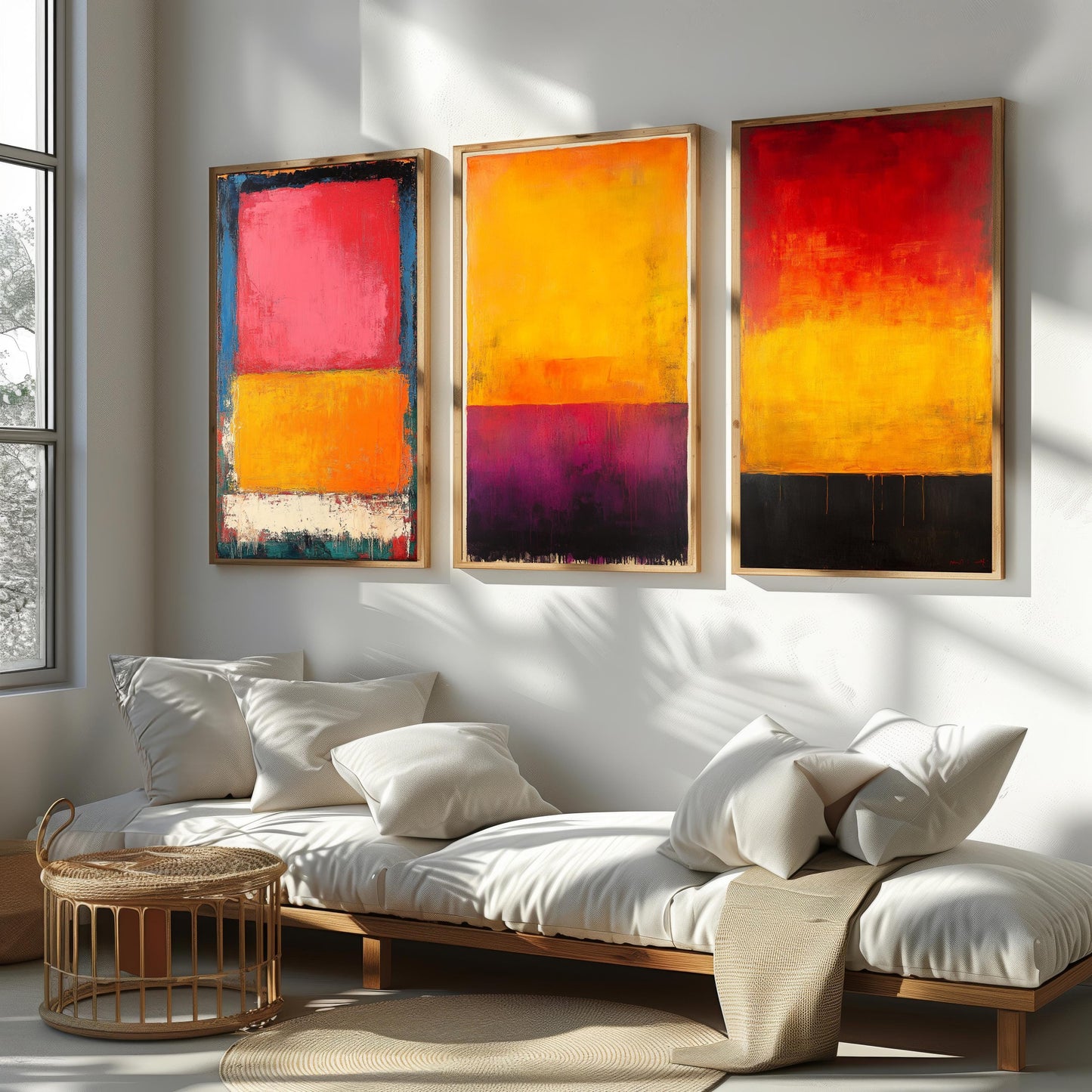 Abstract Color Block Canvas Set: Modern Minimalist Wall Art