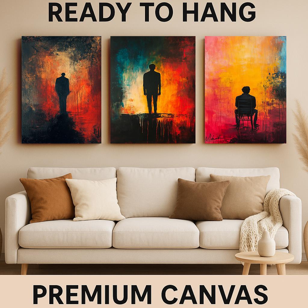Abstract Color Field Canvas Art Set: Modern Bold Prints, Orange & Purple