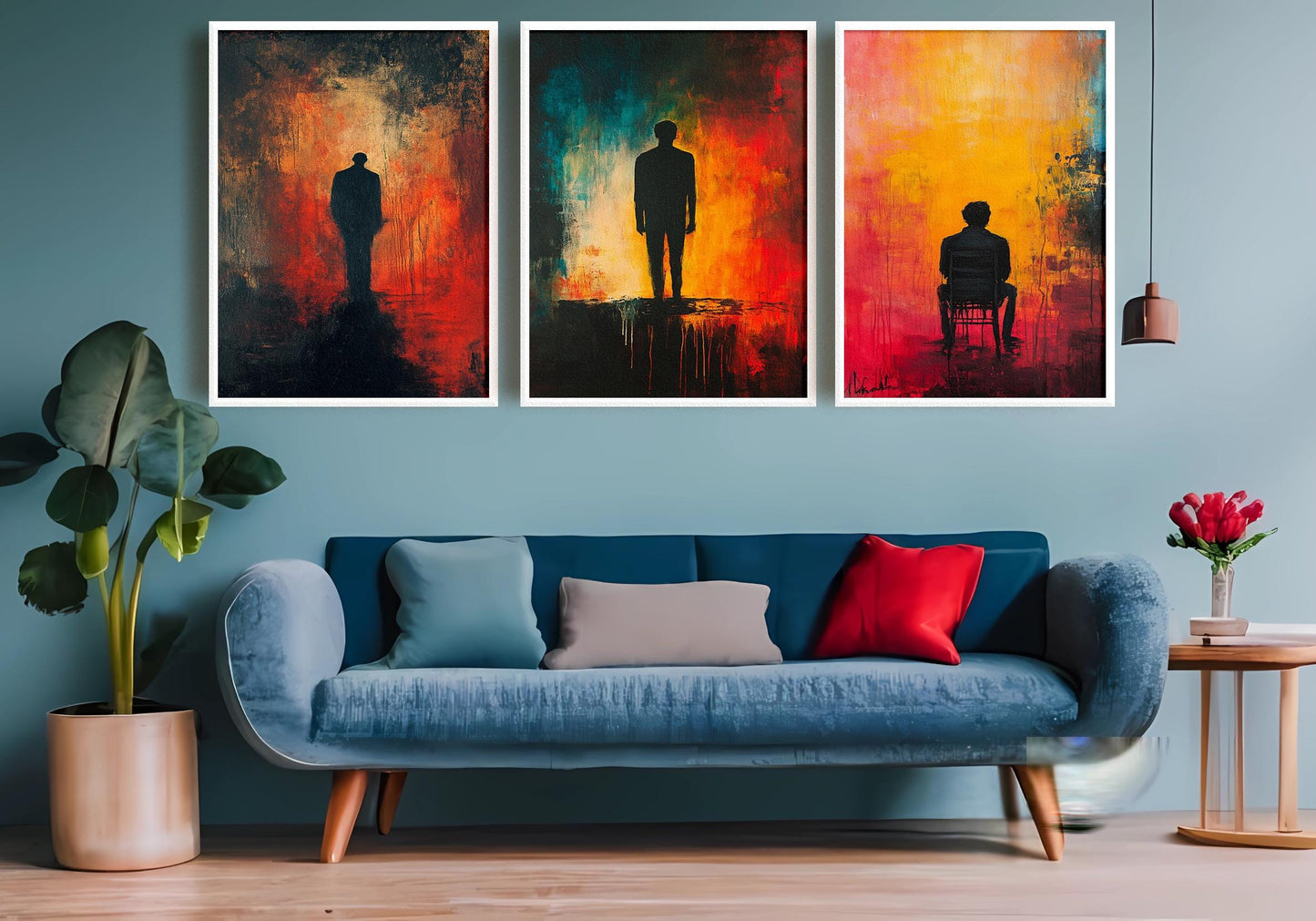 Abstract Color Field Canvas Art Set: Modern Bold Prints, Orange & Purple