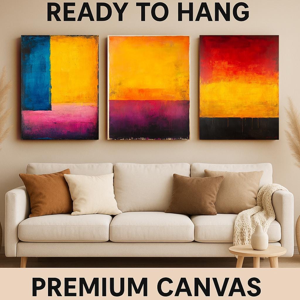 Abstract Color Field Canvas Print Set: Modern Geometric Wall Art
