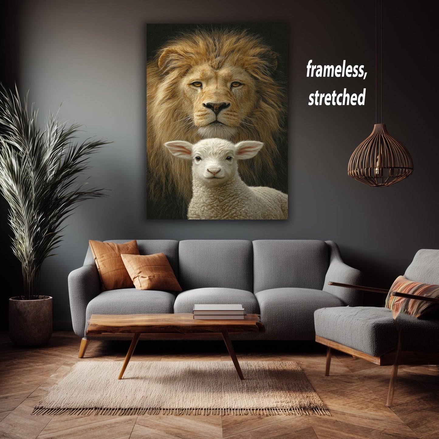 Lion and Lamb Canvas Print: Spiritual Wildlife Art