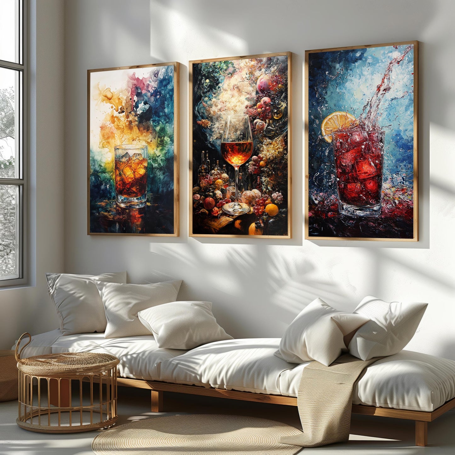 Cocktail Canvas Print Set: Modern Abstract Bar Wall Art