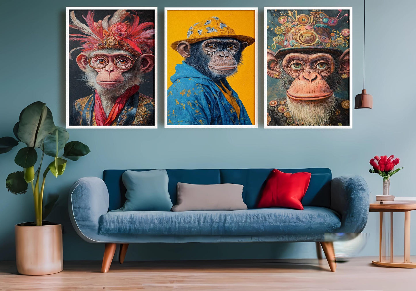 Funky Monkey Portrait Art Set: Eclectic Animal Prints
