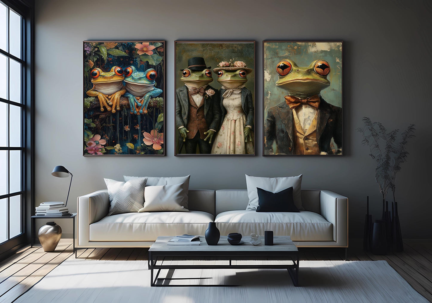 Victorian Frog Print Set: Dapper Animal Wall Art