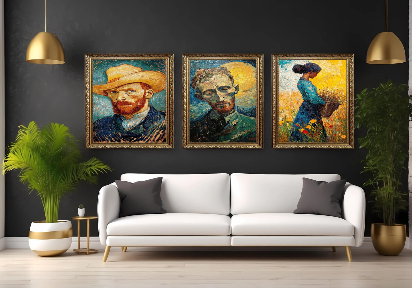 Van Gogh Style Art Prints: Post-Impressionist Field & Portrait Set