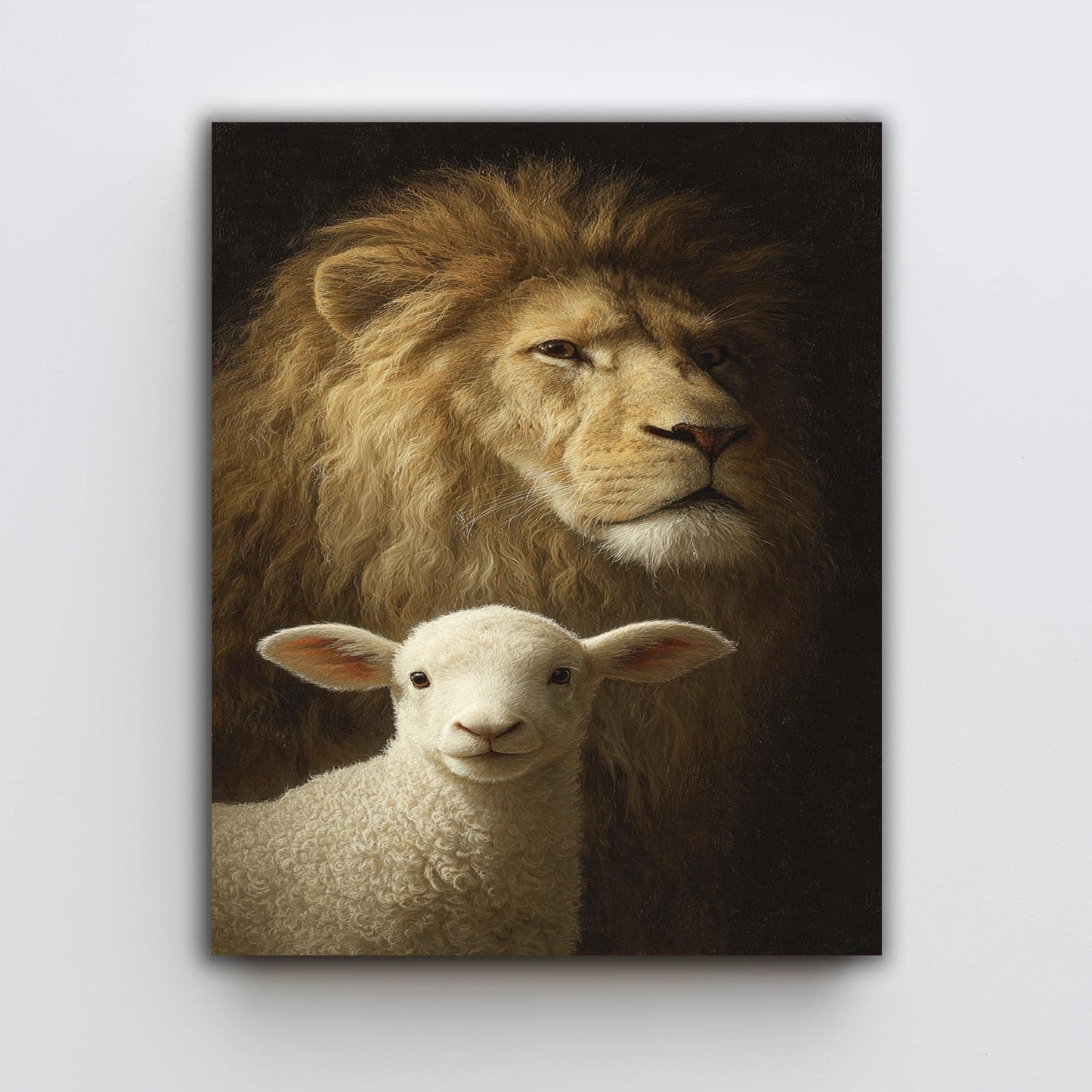 Lion and Lamb Canvas Print: Symbolic Spiritual Art